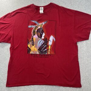 Vtg T Shirt Bill Rabbit NATIVE Artist STEP PROUDLY Indian CHIEF Graphic 2XL